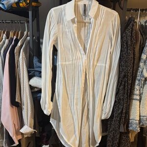 Anthropologie Cream Pleated Blouse